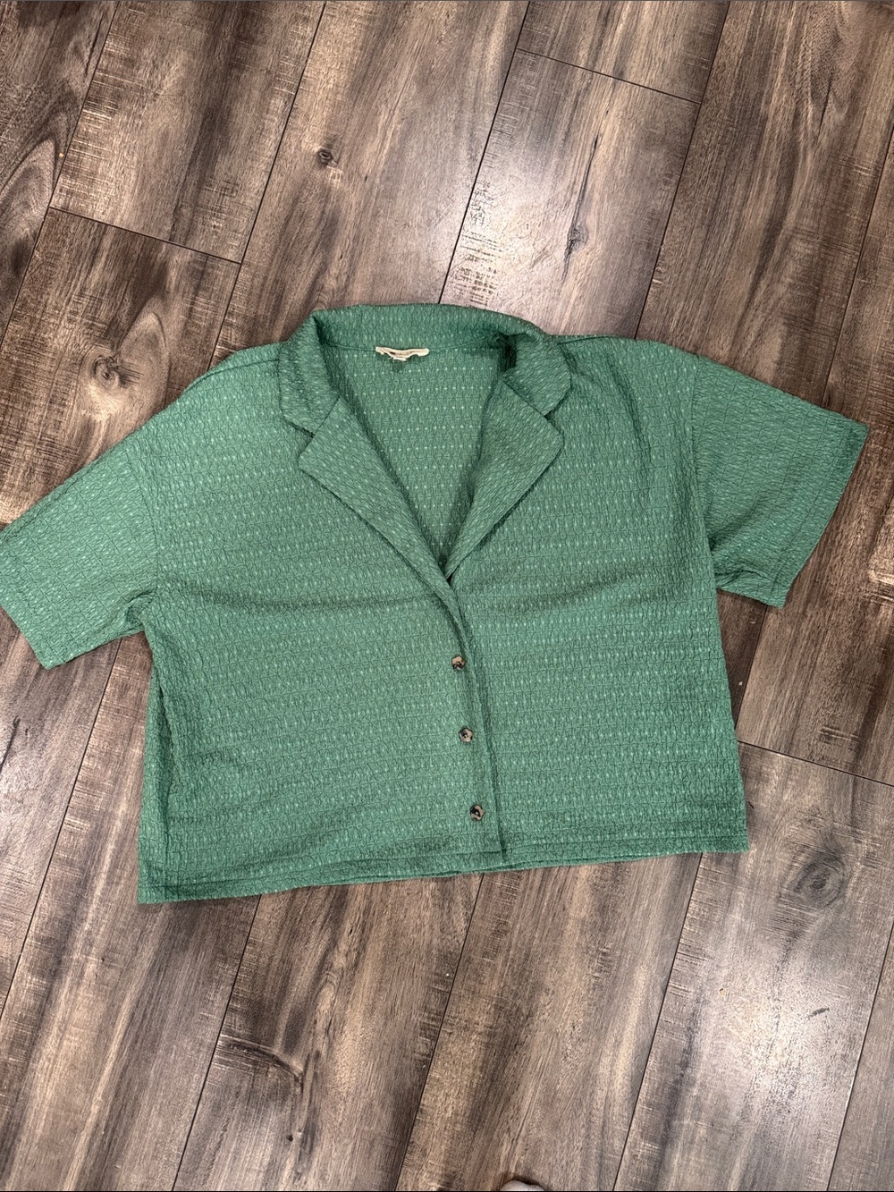 Madewell Green Textured Button-Front Women’s Top size M